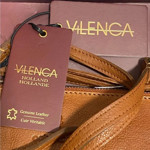 🆕 VILENCA Holland Natalia Crossbody Purse Clutch Cognac Triple Compartment NIB - Picture 12 of 14